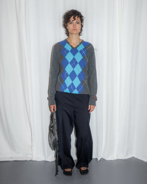 BLUE ARGYLE KNIT Re;incarnated