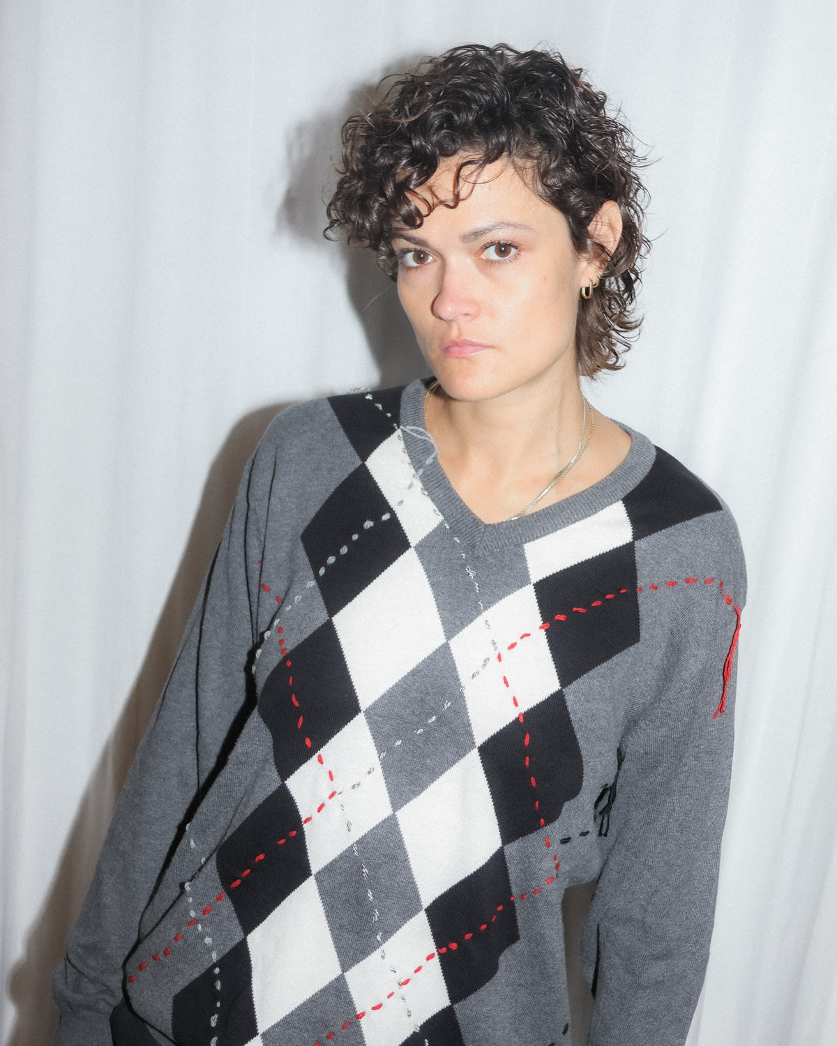 GREY ARGYLE KNIT Studio Stars