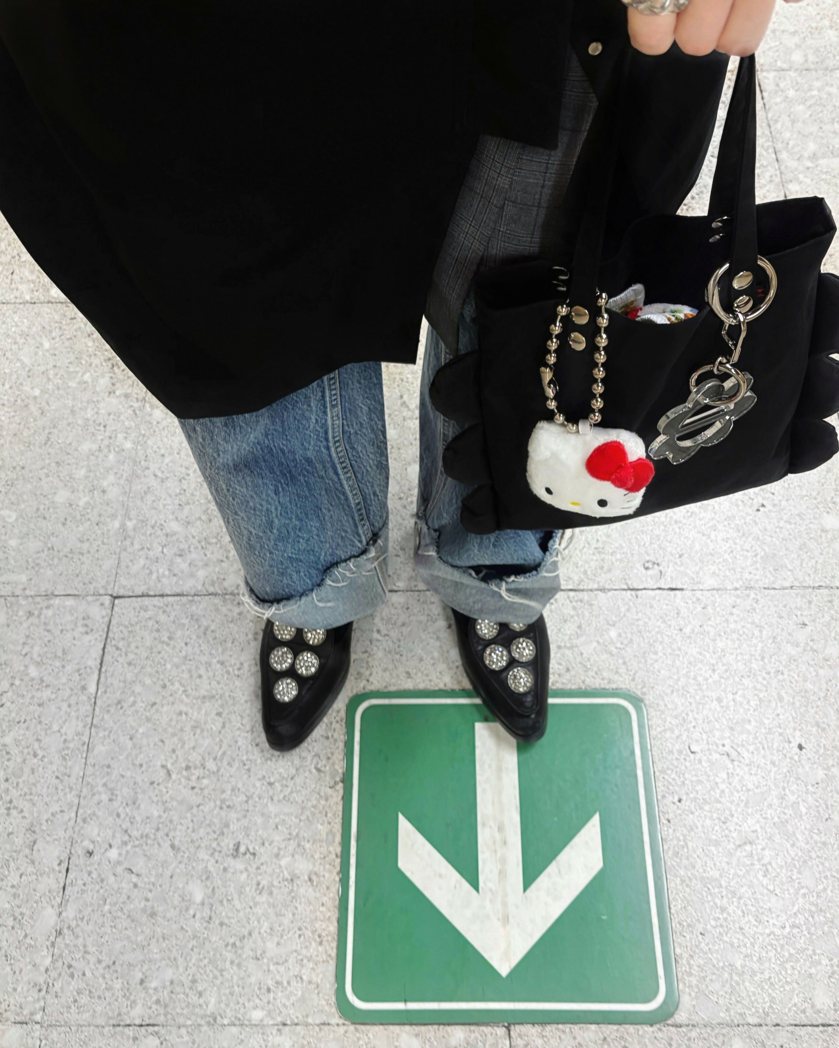 NYLON PADDED SCALLOP MINI TOTE BAG Studio Stars