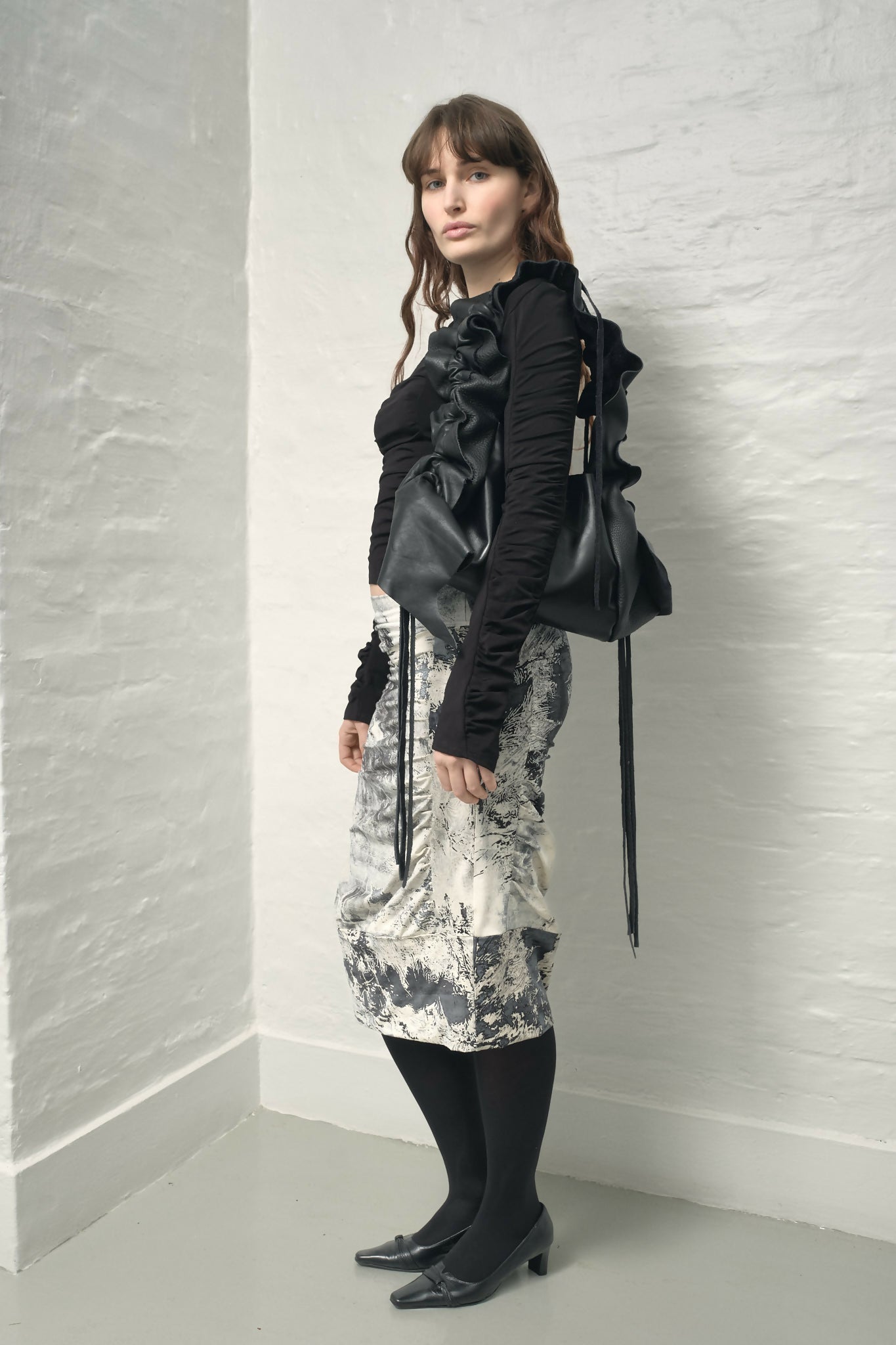 ruched raw leather handbag Studio Stars