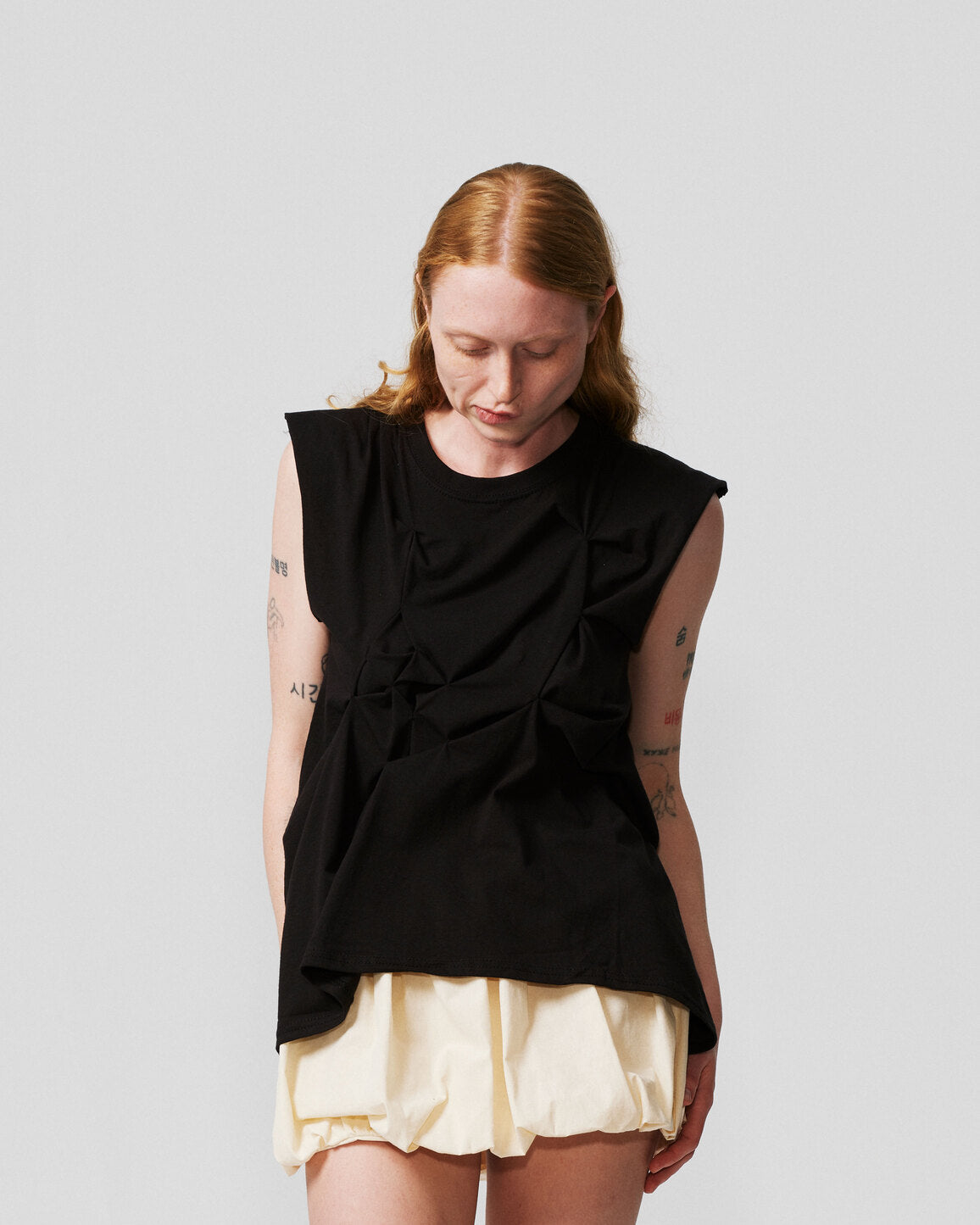005-102 Asymmetrical Black T-shirt Evade House