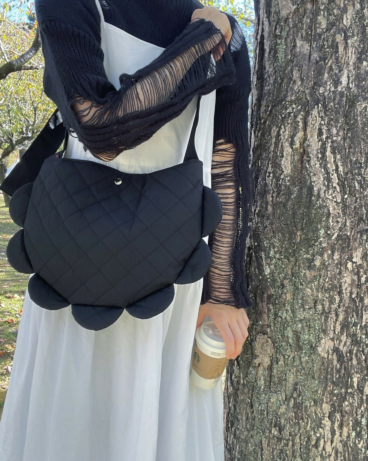 NYLON QUILTING SCALLOP BAG Keiyamaguchi works