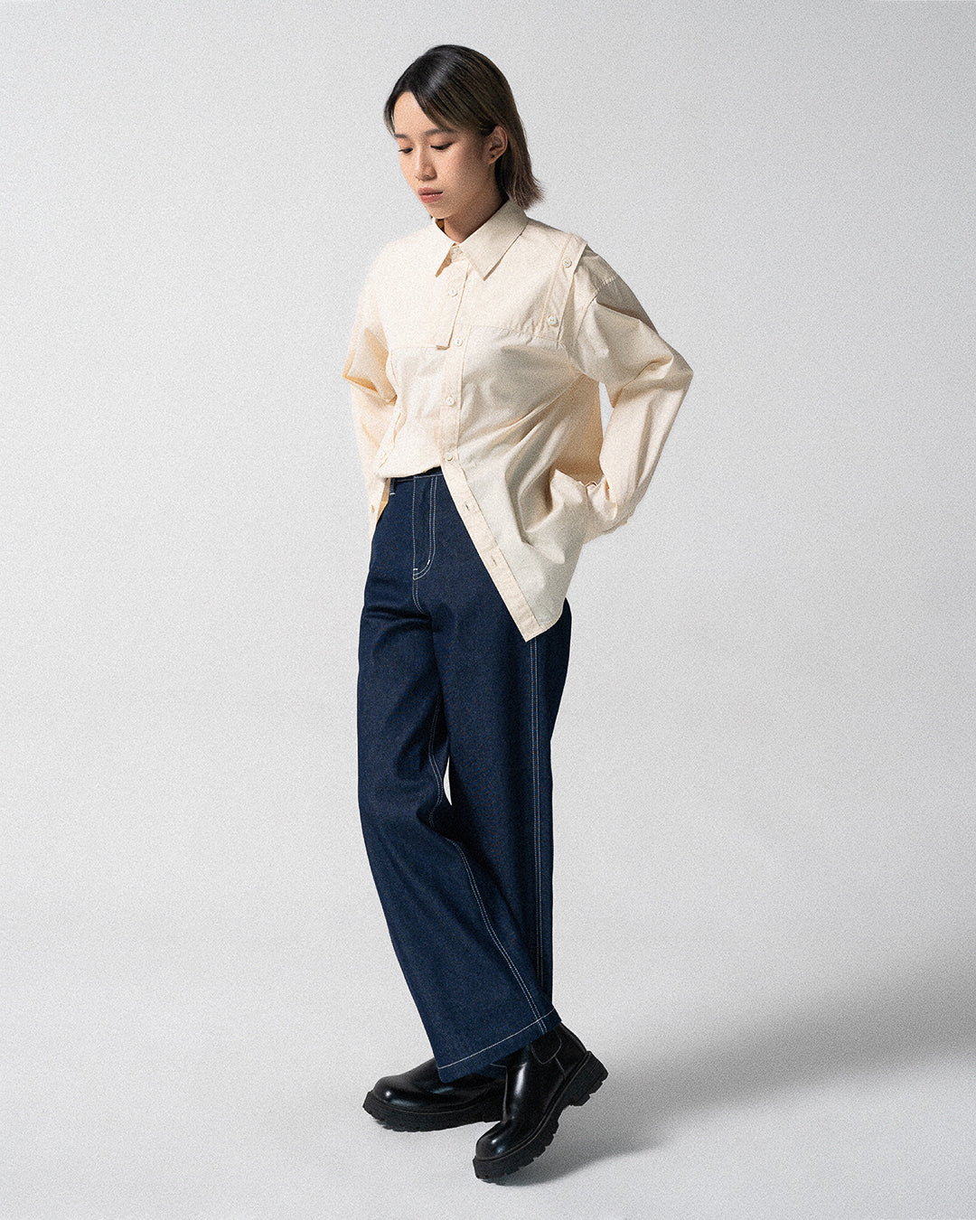 MULTIPLE BUTTON BANDS SHIRT BIRCH WHITE - Studio Stars - khe.hanoi