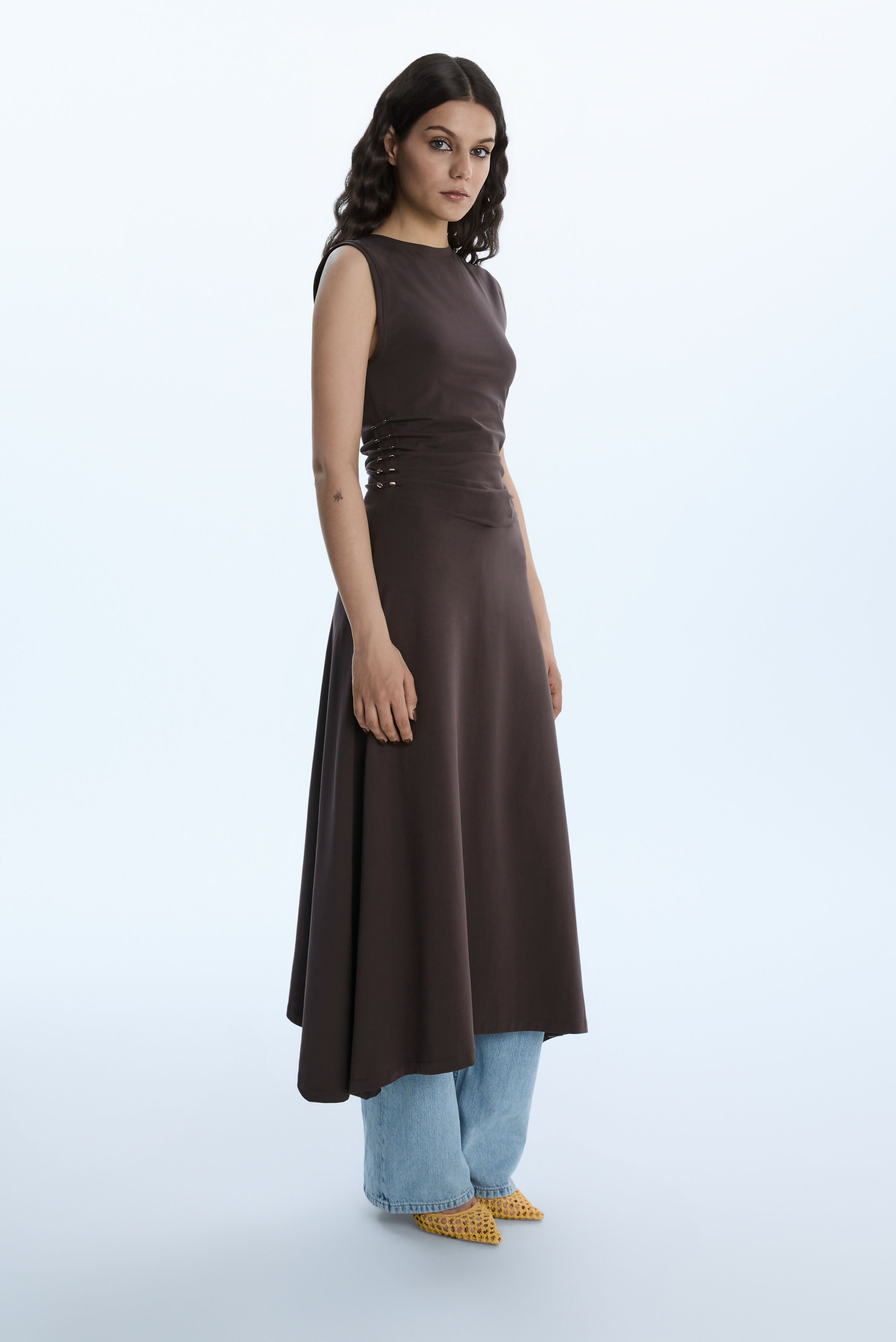 STUDDED LONG DRESS / BROWN Liepa Aliukaite