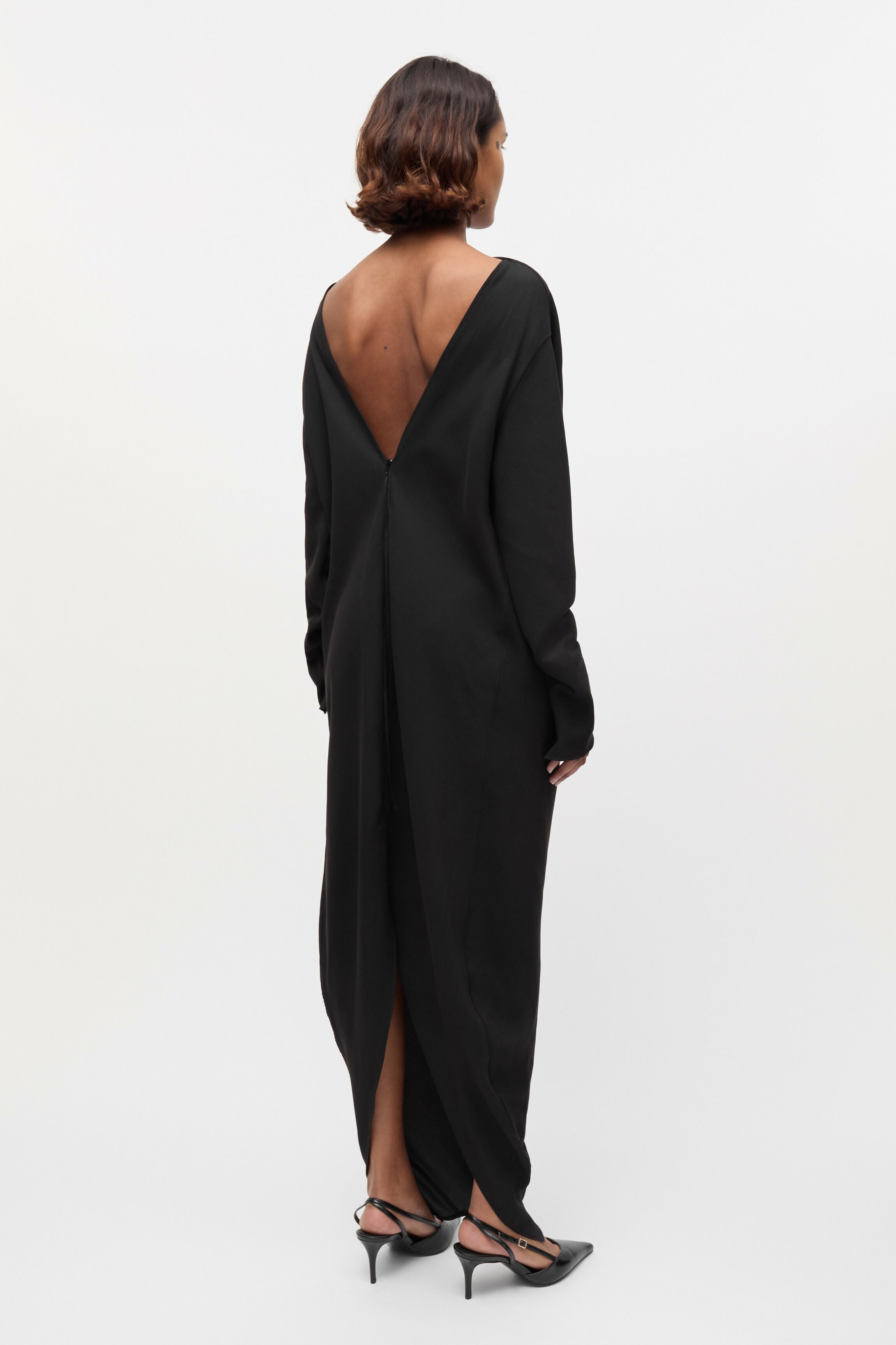Open-Back Dress, Black Taus