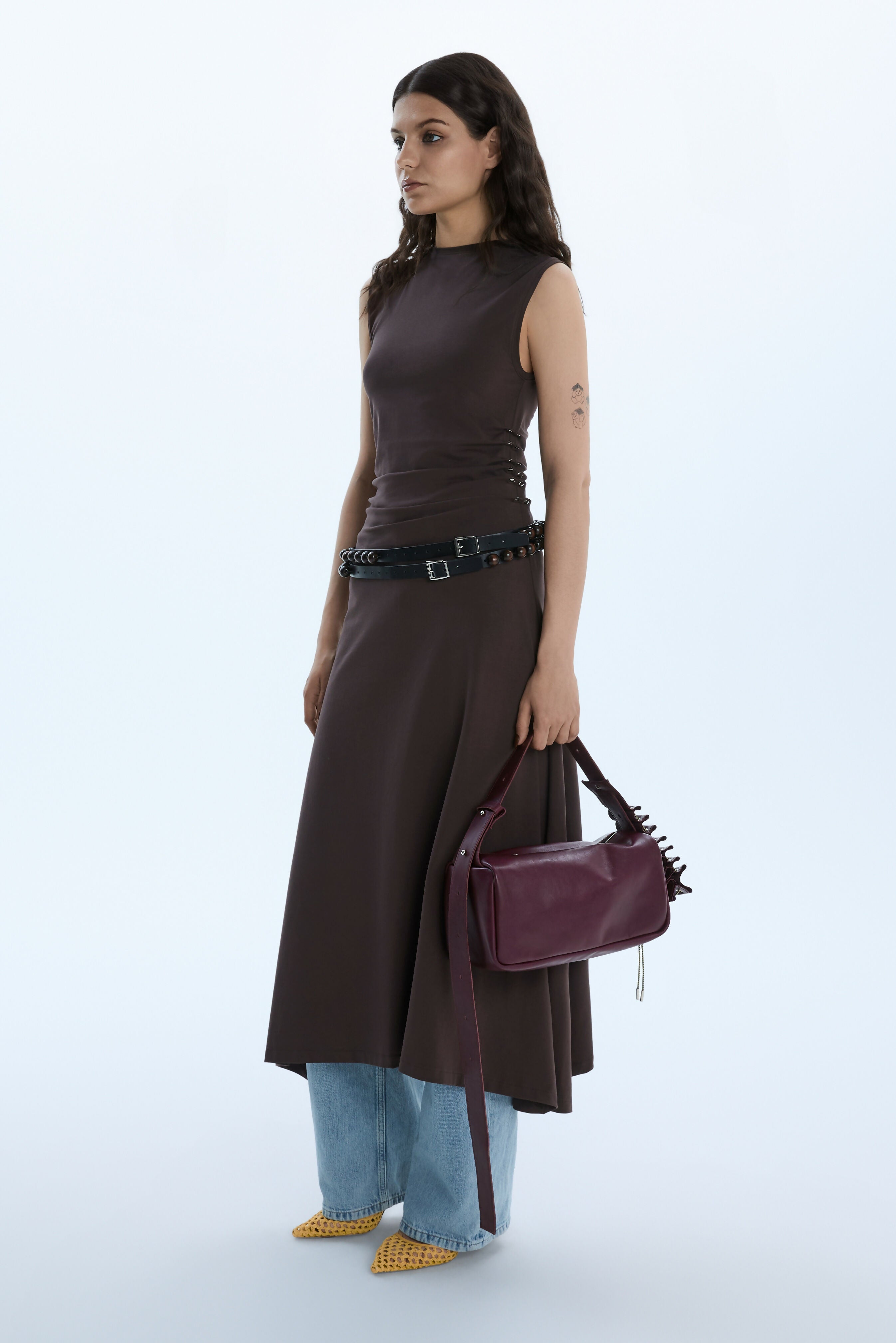 STUDDED LONG DRESS / BROWN Liepa Aliukaite